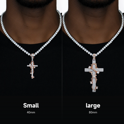 Moissanite Thorned Rose Cross Pendant