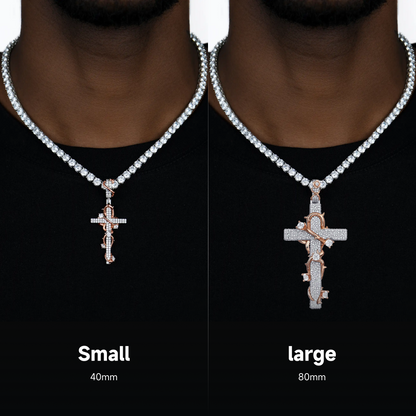 Moissanite Thorned Rose Cross Pendant