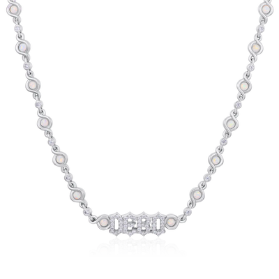 Gothic Font Opal Custom Necklace - 5mm