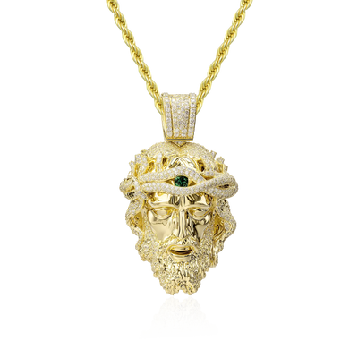 Emerald Mercy Jesus Pendant - 51mm