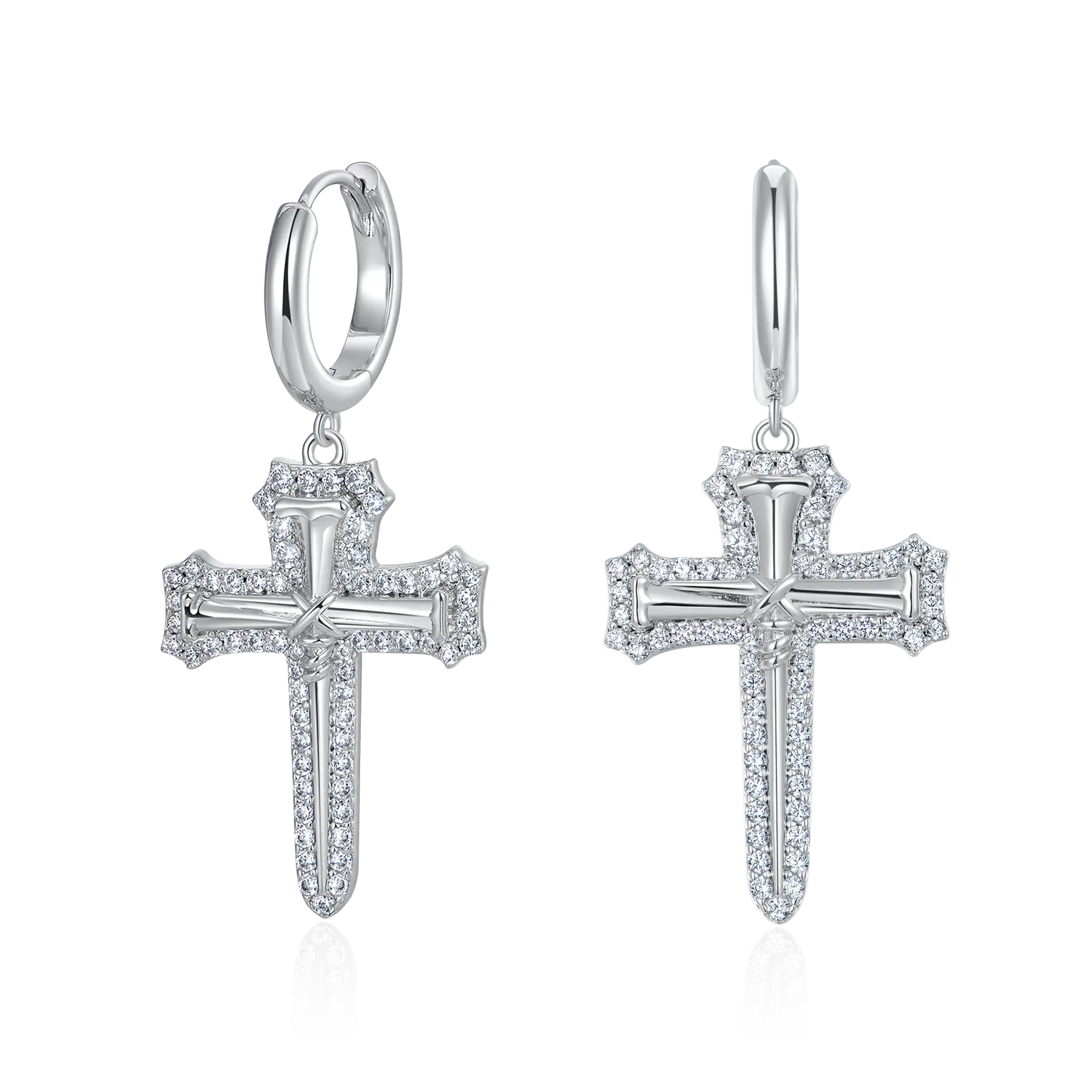 S925 Nail Cross Dangly Earring – APORRO