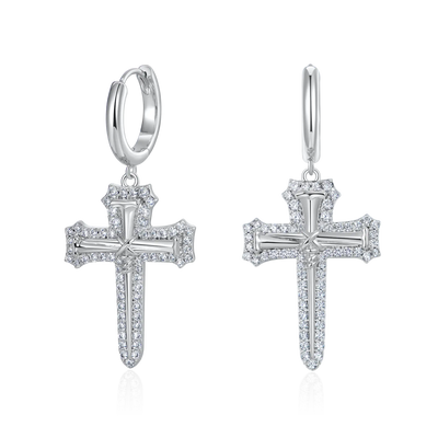 S925 Nail Cross Dangly Earring
