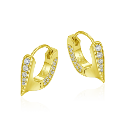 S925 WONG Ⅱ Ridge Iced Out Hoop Earrings - Pair