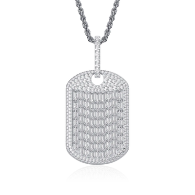 Custom Iced Out Baguette Cut Dog Tag Pendant