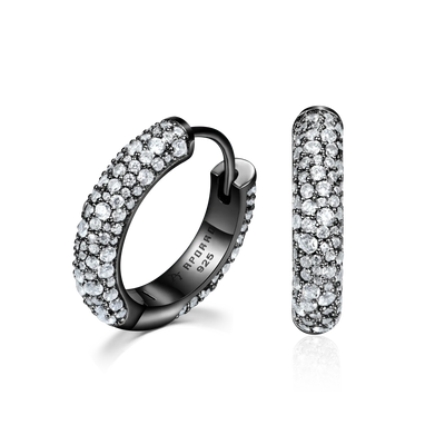 Moissanite S925 Round Paved Hoop Earrings - Medium