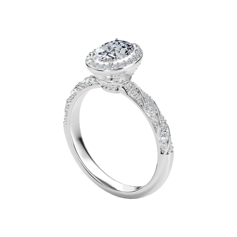 Oval Cut Halo Diamond Rope Engagement ring - APORRO