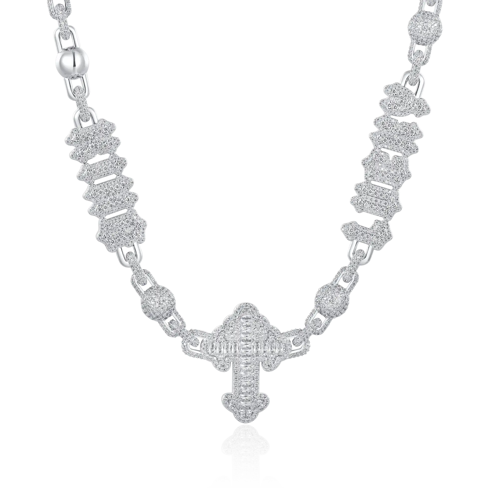 Custom Collection Custom Font Iced Cross Ball Chain - 10mm – APORRO