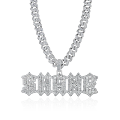 Custom Emerald Cut Gothic Font Pendant