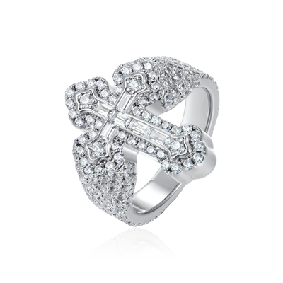 Moissanite Baguette Cross Ring