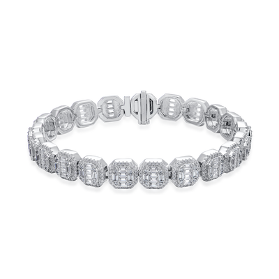 Moissanite Baguette Clustered Tennis Bracelet - 8mm