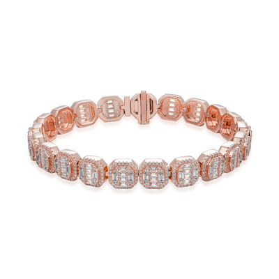 Moissanite Baguette Clustered Tennis Bracelet - 8mm
