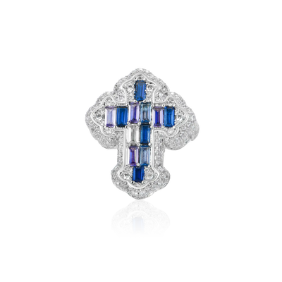Iced Vitraux Vintage Starry Night Cross Ring