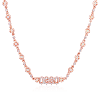 Gothic Font Opal Custom Necklace - 5mm