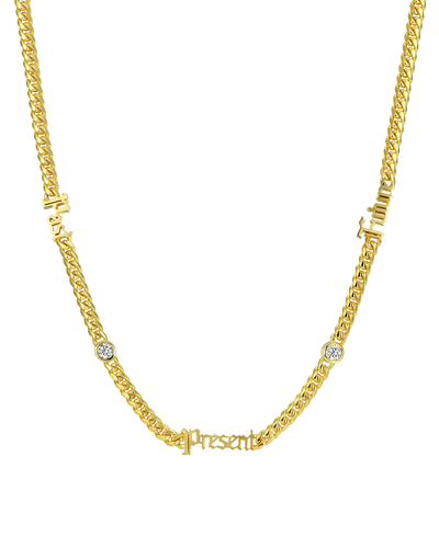 Custom 14k Gold Moissanite Old English Name Necklace - 5mm