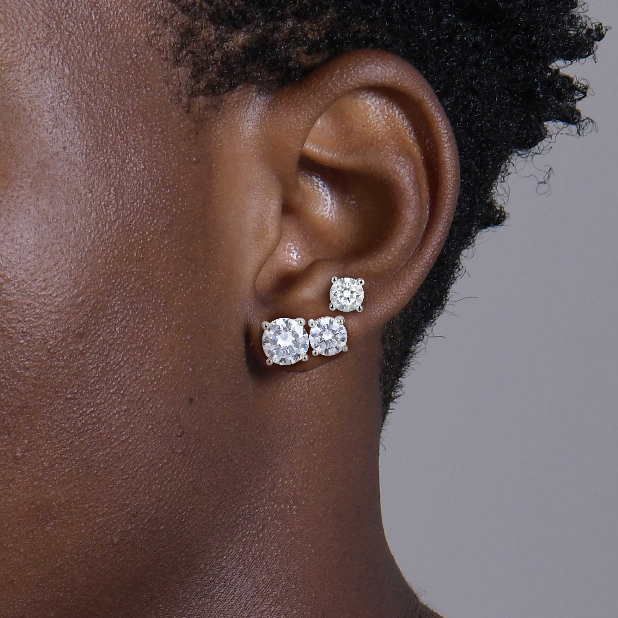 Moissanite S925 Toi et Moi & Round Cut Stud Earring Set