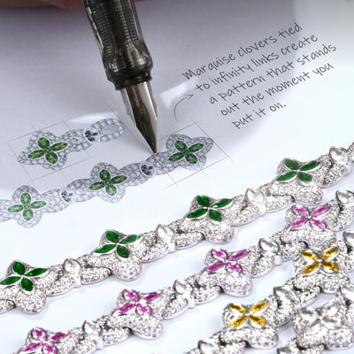 Iced Luminous Clover Necklace & Wallet Chain