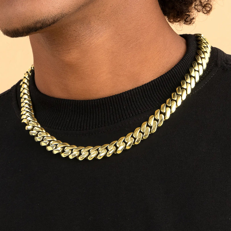 12mm Solid Miami Cuban Chain - Cuban Choker & Necklace - APORRO