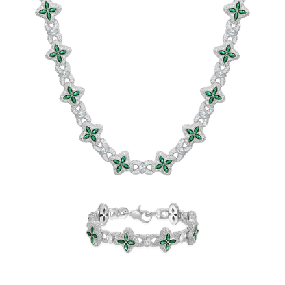 Iced Luminous Clover Chain & Bracelet Set