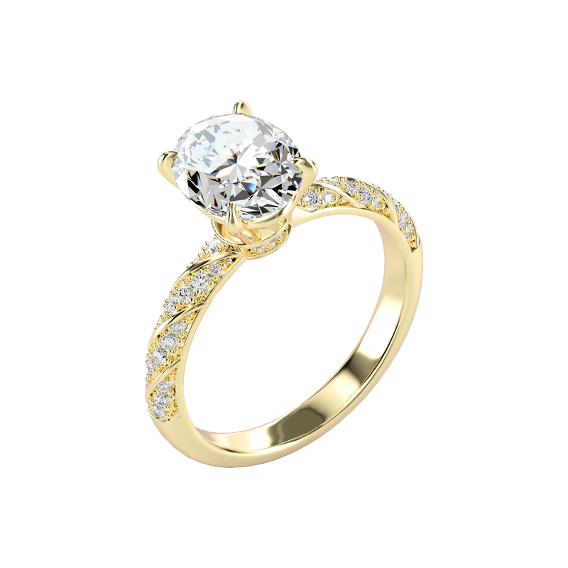 Oval Cut Diamond Rope Engagement Ring - APORRO