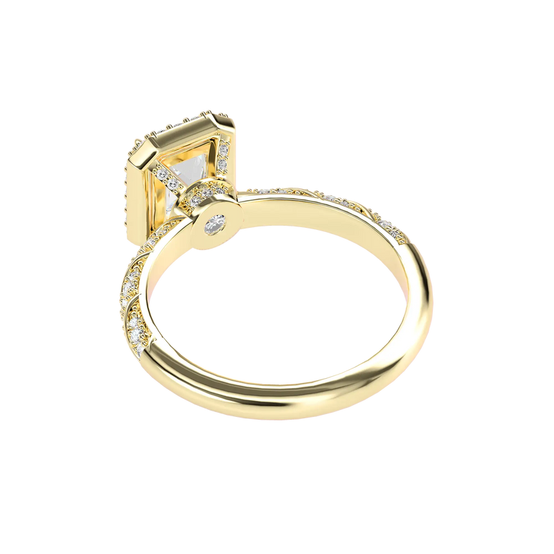Emerald Cut Halo Diamond Rope Engagement Ring Custom - APORRO