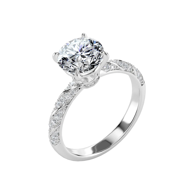 Round Cut Diamond Rope Engagement Ring Custom - APORRO