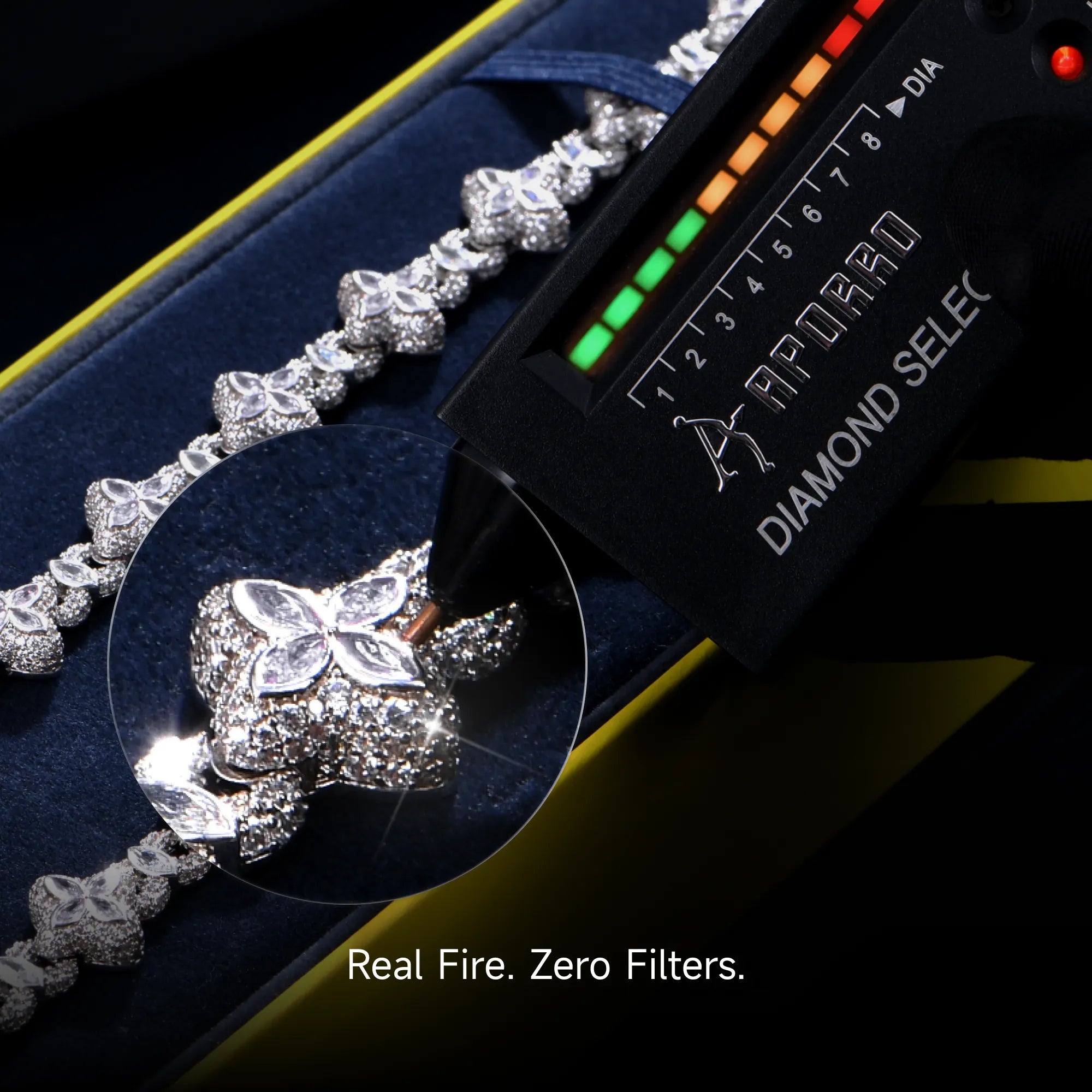 Moissanite Luminous Clover Necklace & Wallet Chain - White Diamond