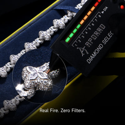 Moissanite Luminous Clover Necklace & Wallet Chain - White Diamond