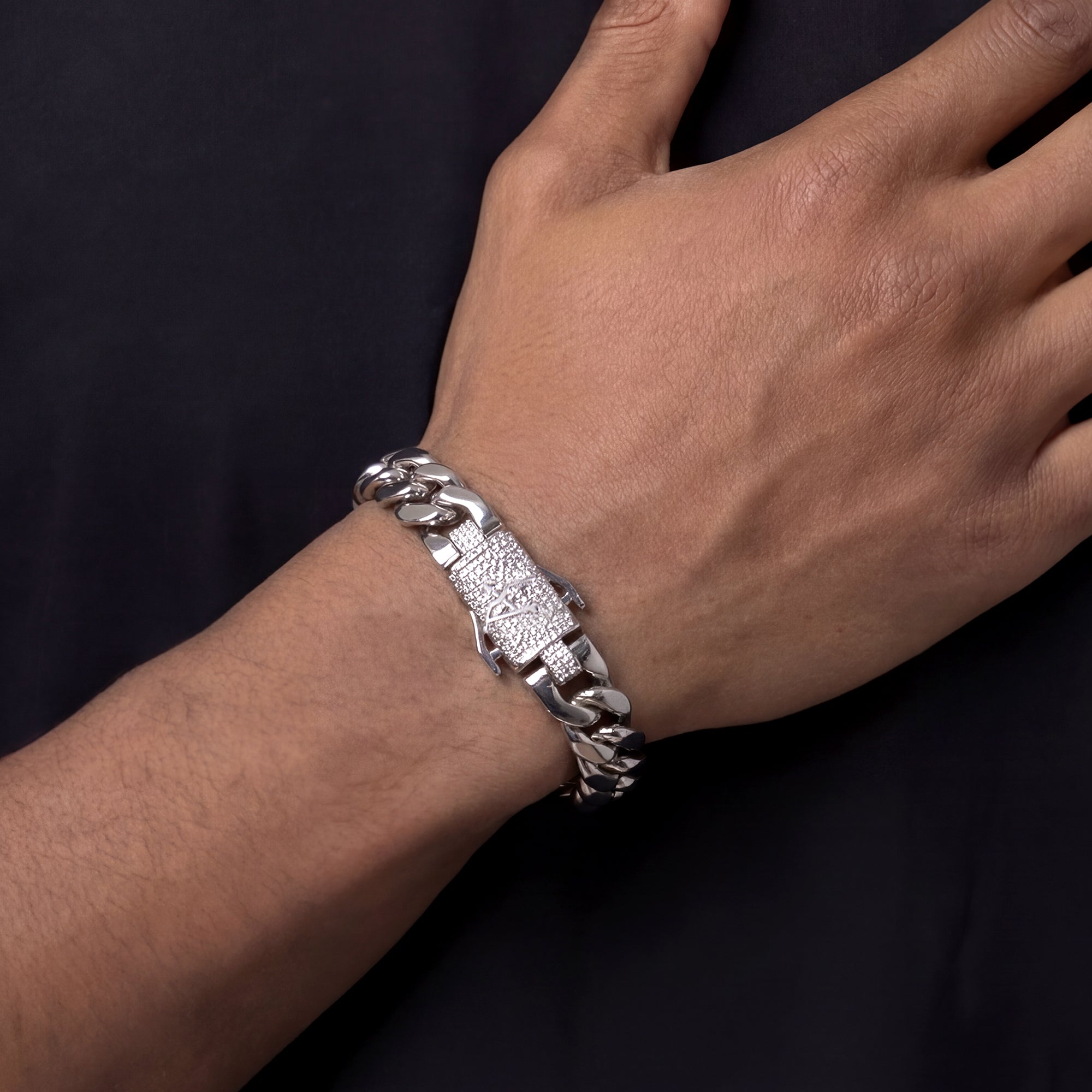 Plain Gold Cuban Bracelet With Moissanite Clasp - 12mm