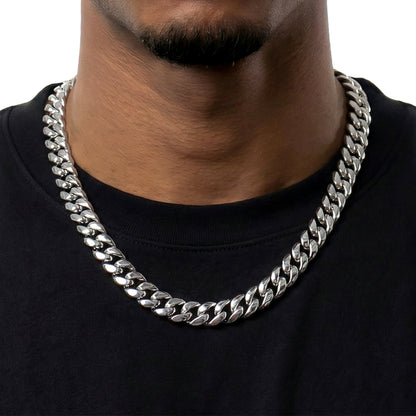 Plain Gold Cuban Link Chain With Moissanite Clasp - 12mm