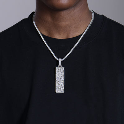 Custom Iced Mix-cut Vertical Pendant - Width - 21mm