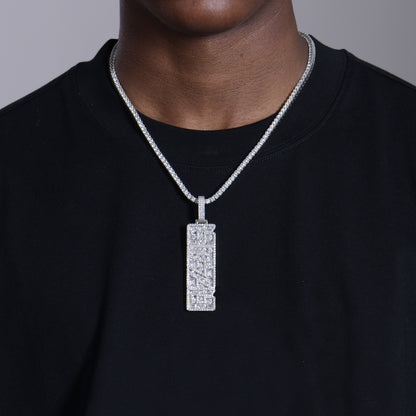 Custom Iced Mix-cut Vertical Pendant - Width - 21mm
