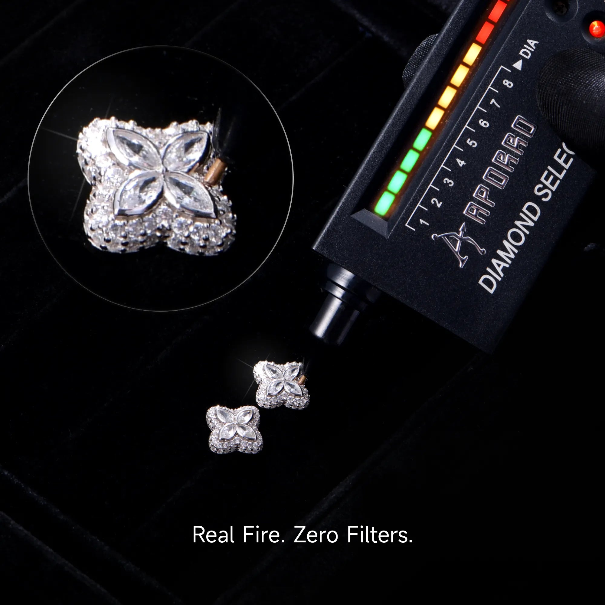 Moissanite S925 Luminous Clover Earrings - White Diamond