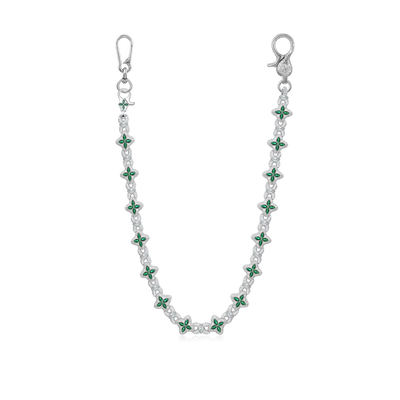 Iced Luminous Clover Necklace & Wallet Chain