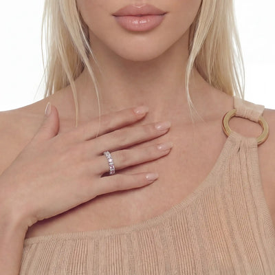 Crushed Ice Oval Cut Ring - Fancy Light Pink