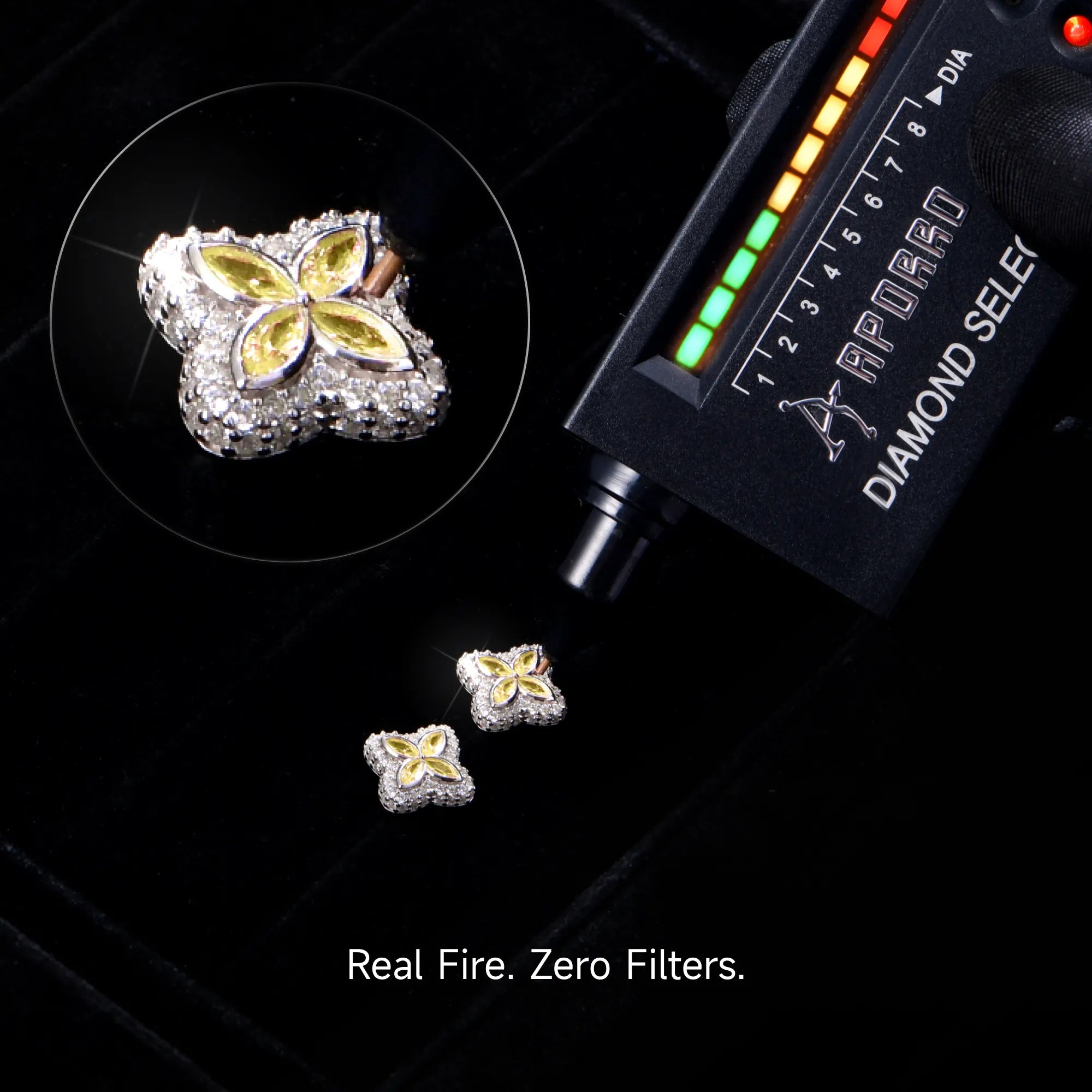 Moissanite S925 Luminous Clover Earrings - Yellow Diamond