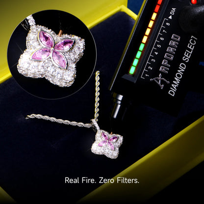 Moissanite Luminous Clover Pendant - Pink Diamond