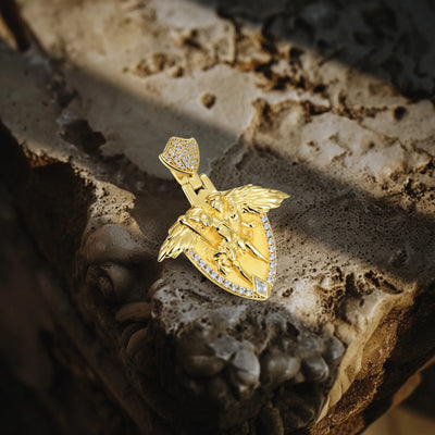 Moissanite Archangel Shield Pendant - Medium