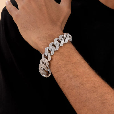 Round Cut Prong Cuban Link Bracelet - 19mm