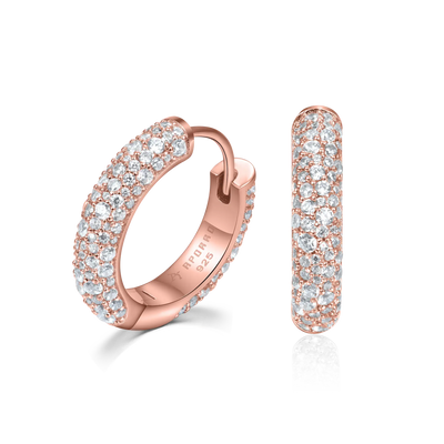 Moissanite S925 Round Paved Hoop Earrings - Medium