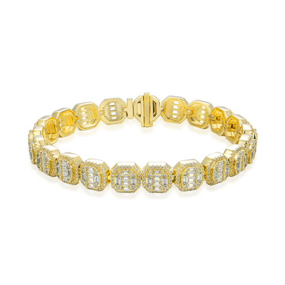 Moissanite Baguette Clustered Tennis Bracelet - 8mm