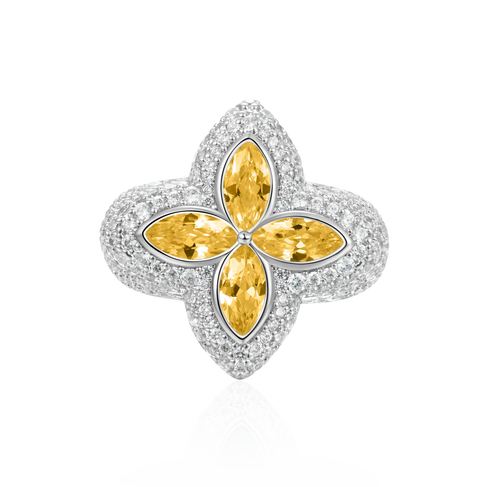 Moissanite Luminous Clover Ring - Yellow Diamond