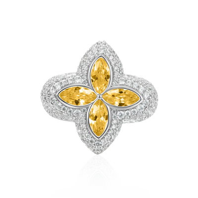 Moissanite Luminous Clover Ring - Yellow Diamond