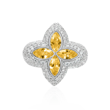 Moissanite Luminous Clover Ring - Yellow Diamond
