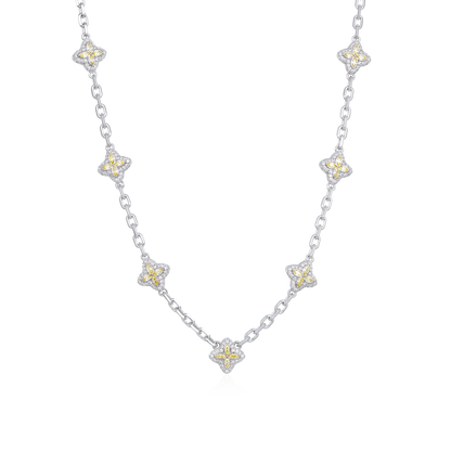 Iced Luminous Clover Adjustable Necklace - Yellow Diamond