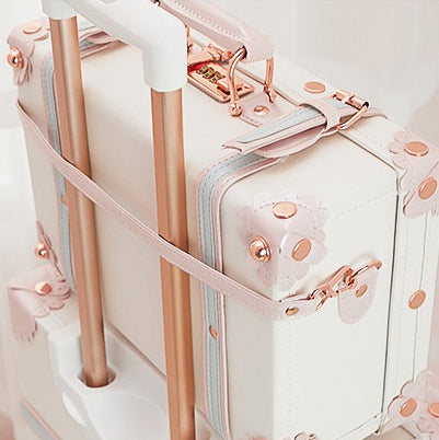 White Leather Carry-On Suitcase with Combination Lock for Travel and B - APORRO