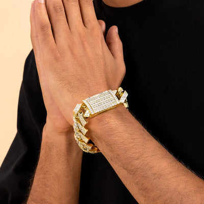 Emerald Cut Prong Cuban Link Bracelet  - 19mm