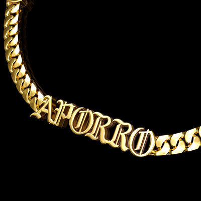 Custom 14K Gold Old English Letter/Number Miami Cuban Chain