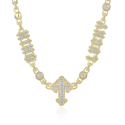 Custom Font Iced Cross Ball Chain - 10mm
