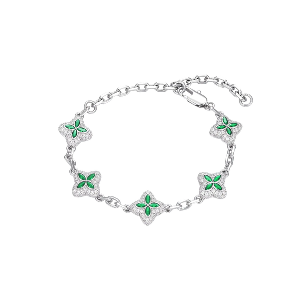 Iced Luminous Clover Adjustable Bracelet - Green Diamond – APORRO