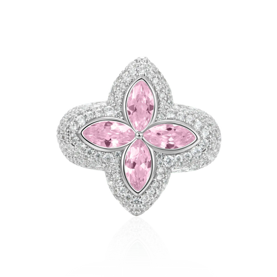 Iced Luminous Clover Ring - Pink Diamond